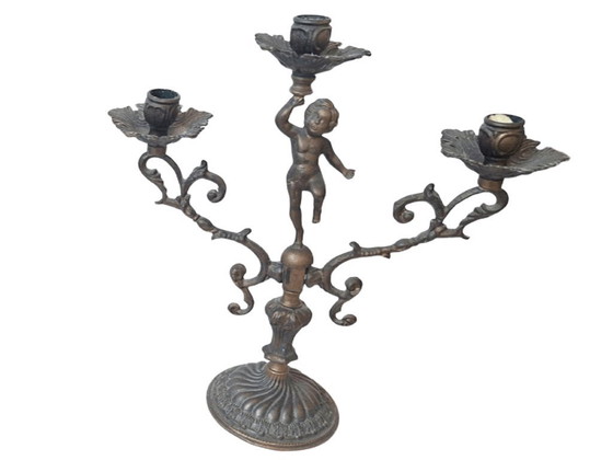 Image 1 of Paar antike Kandelaber aus massiver Bronze – Ende des 19. Jahrhunderts – Stil Ludwigs XV.