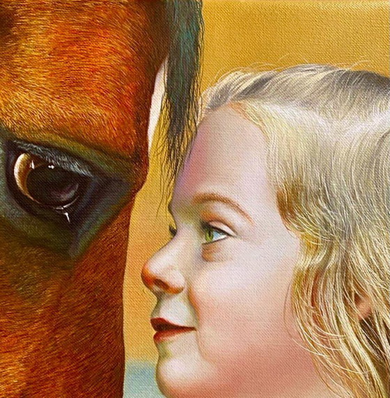 Original Oil Painting Girl With Horse Friendship – Paintings & Drawings, Canvas (photo 3 of 7)