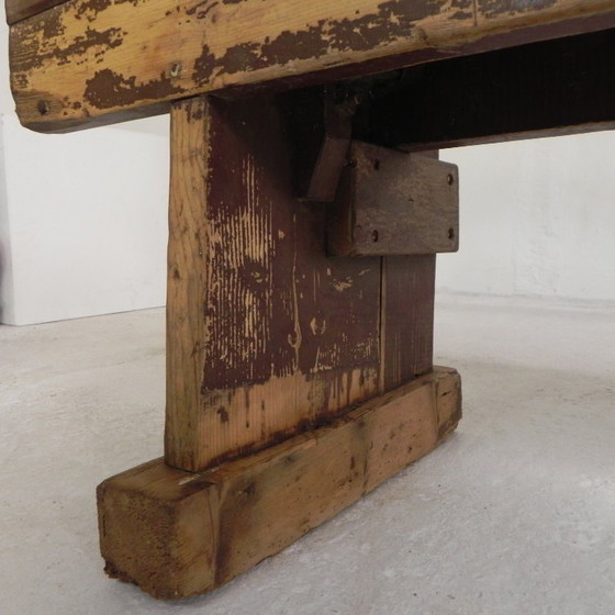 Image 1 of Grenen bank met rugleuning, 2,5 meter lang, jaren 50