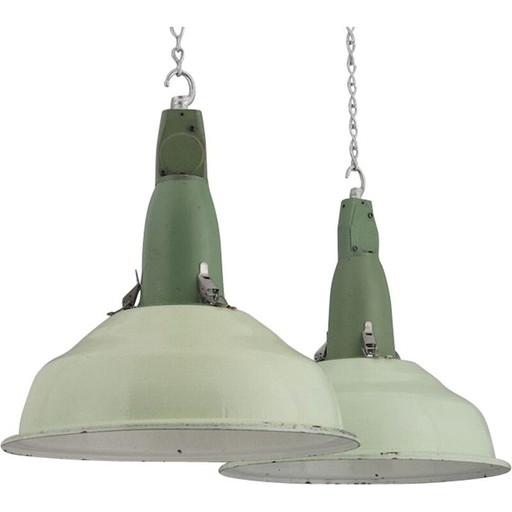 Lampada a sospensione industriale vintage dell'era sovietica