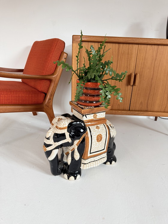 Vintage XL Keramieken Olifanten Plantentafel ‘70 – Ceramic (photo 5 of 6)