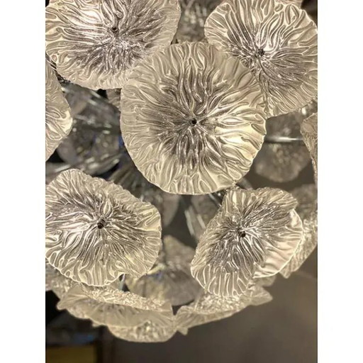Italian Floral Murano Glass Sputnik Chandelier by Simoeng