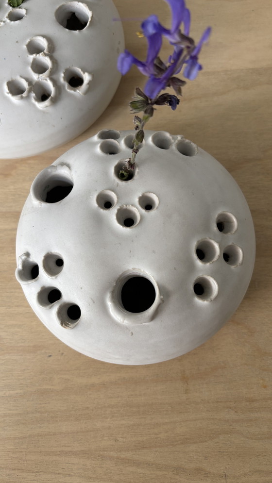 Image 1 of 2 sizes vintage Ikebana candlesticks, vases Aage Wurtz Studio, Denmark