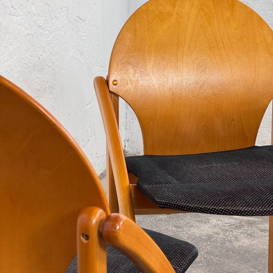 Image 1 of Juego de 4 sillas de comedor de madera curvada de Asko, Finlandia, 1995.