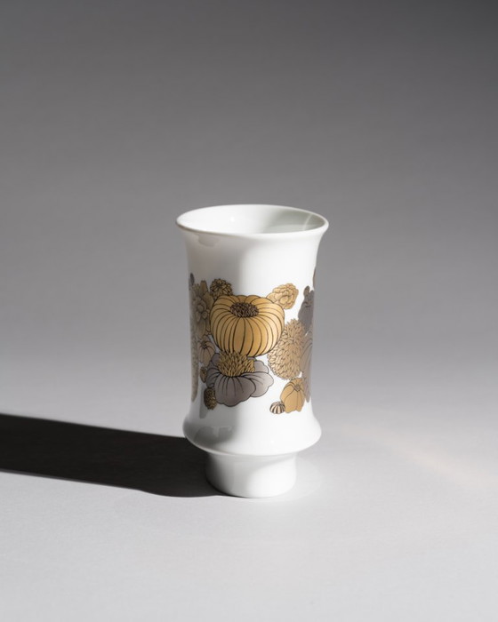 Image 1 of Jarrón Rosenthal de Tapio Wirkkala y Alain Le Foll Diseño floral de porcelana dorada
