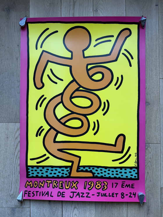 Image 1 of Keith Haring Montreux Jazz festival poster Streetart Warhol Basquiat PINK EDIT