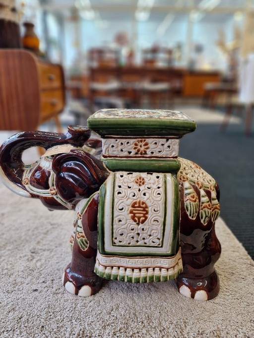 Grande portavasi/elefante in ceramica vintage anni '70
