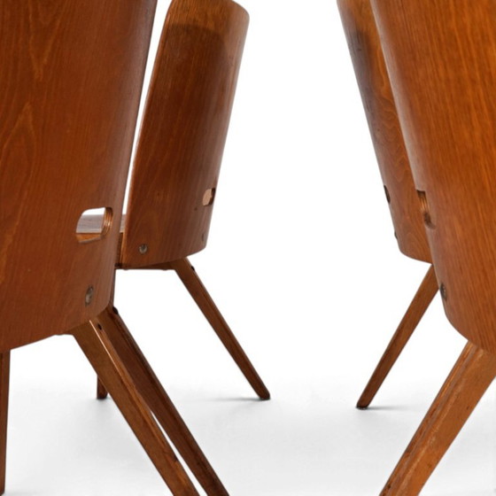 Set aus 4 Bauhaus-inspirierten Esszimmerstühlen, stapelbar, 1950 – Holz (photo 5 of 19)