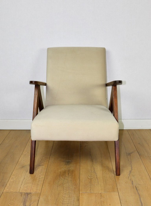 Poltrona vintage B-310 VAR in velluto beige della serie Jade - 2 pezzi disponibili