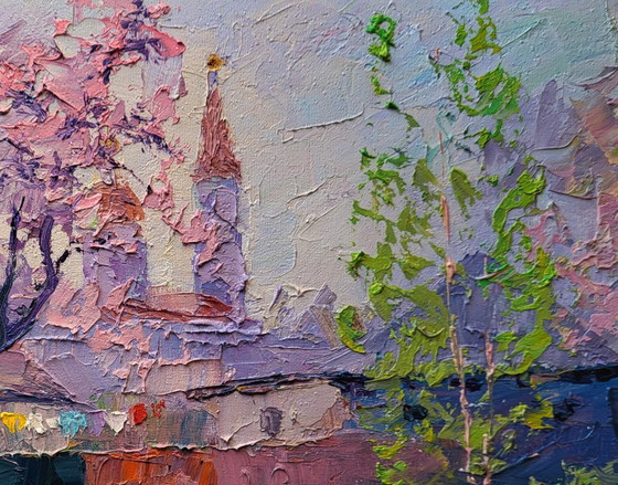 Original Oil Painting Rural Landscape Village Street Spring Has Come – Paintings & Drawings, Canvas (photo 5 of 7)