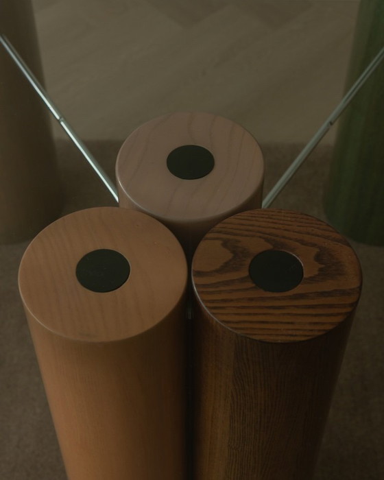 Image 1 of Vintage Saporiti Italia Dining Table – Enamel Column Base –  Postmodern 1980s