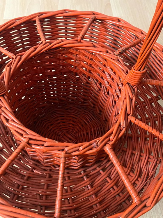 Vintage Orange Wicker Bar Basket Bottle and Glass Holder, Wine racks (photo 6 of 9)