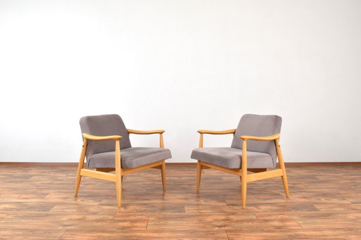 Fauteuils lounge polonais du milieu du siècle par J. Kędziorek, années 1960. Ensemble de 2.