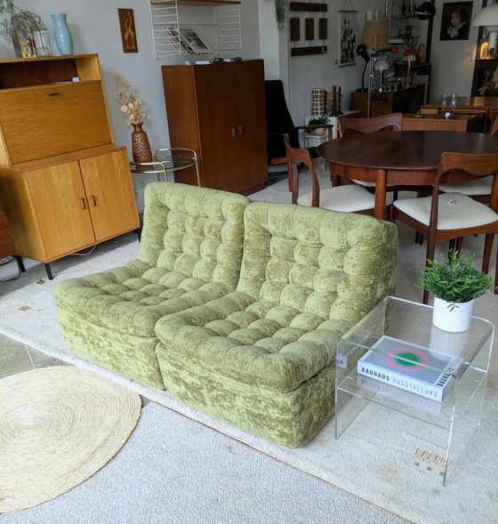 Vintage, Retro set di 2 divani modulari lounge. – Velluto (photo 12 of 13)
