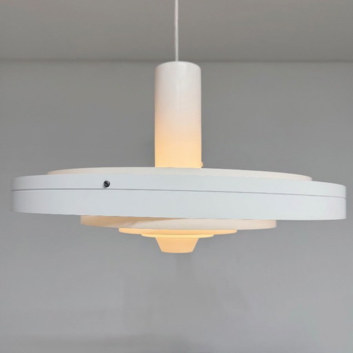 Fog & Mørup Fibonacci hanging lamp - Sophus Frandsen - Danish design 1960s - vintage white metal ceiling lamp