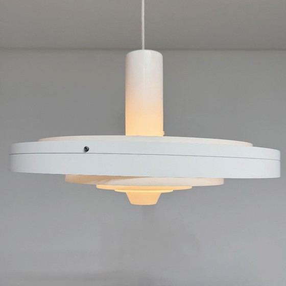 Image 1 of Fog & Mørup Fibonacci hanging lamp - Sophus Frandsen - Danish design 1960s - vintage white metal ceiling lamp