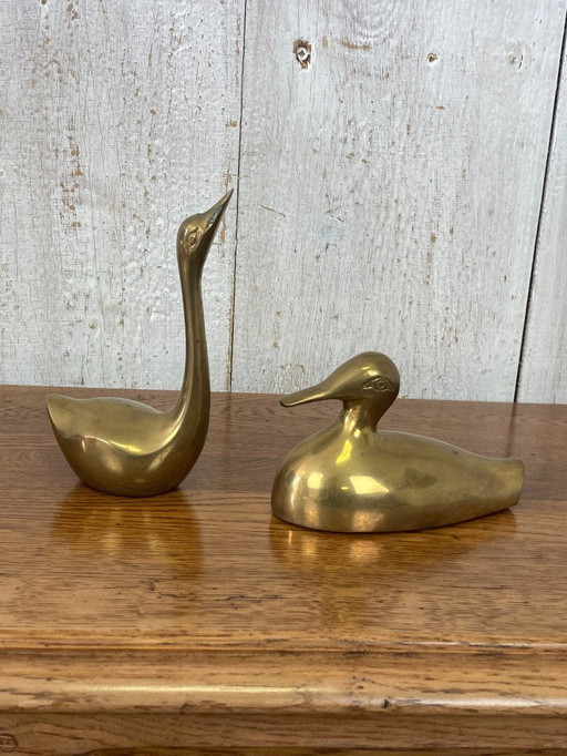 Pair of ducks in brass
