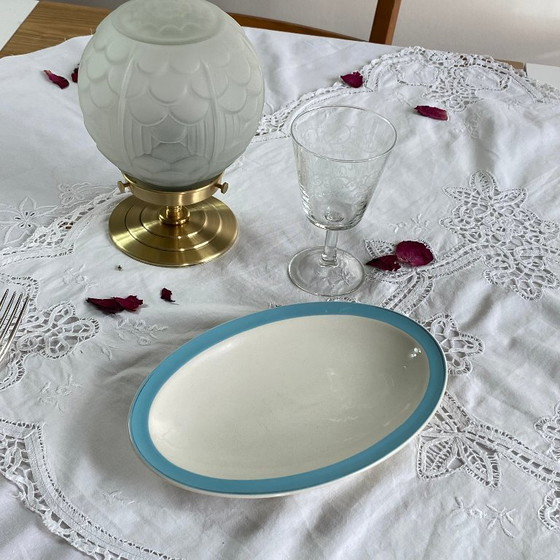 Image 1 of Ravier petit plat de service faïence ancienne Boch et Frères Kéralux bleu 