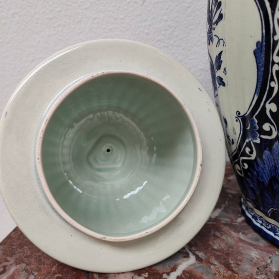 Image 1 of Vaso antico vintage in porcellana con coperchio Petrus Regout