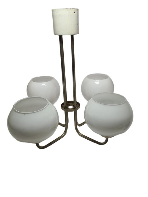 Kroonluchter in postmoderne stijl, Polen, jaren 70 – Glass, Metal (photo 2 of 9)