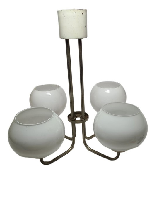 Kroonluchter in postmoderne stijl, Polen, jaren 70 – Glass, Metal (photo 2 of 9)