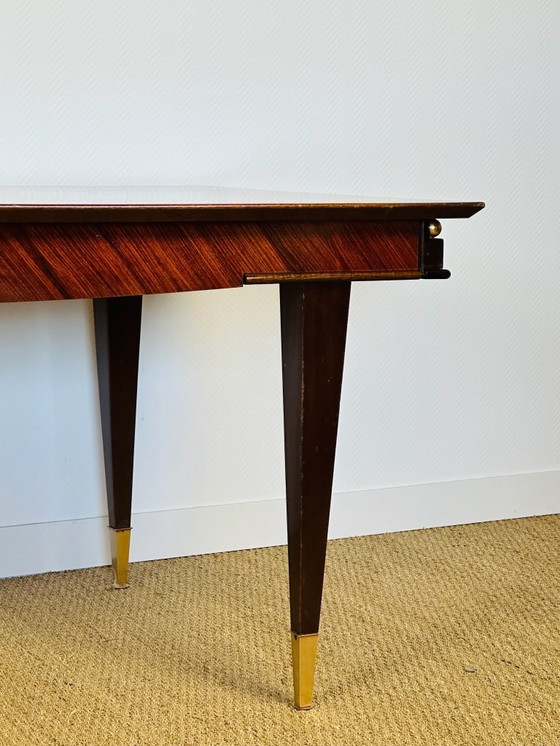 Image 1 of Modernist rosewood dining table with chevron marquetry, 1950