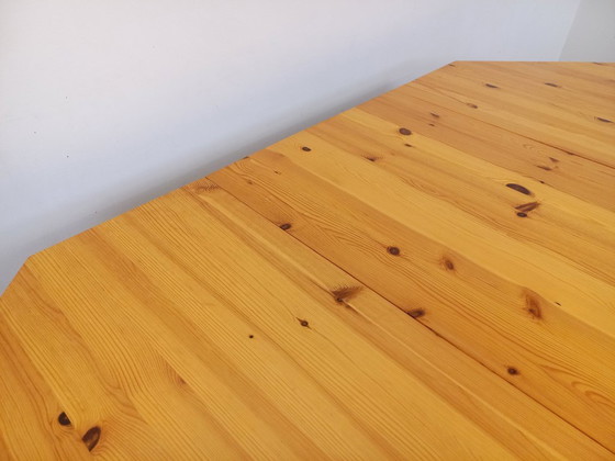 Image 1 of Tavolo da pranzo ottagonale in pino vintage anni '80 con prolunga