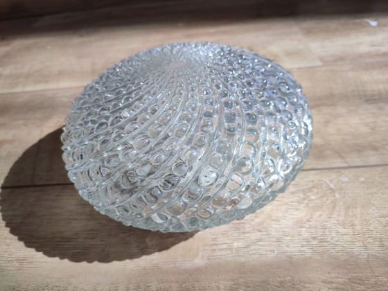 Image 1 of Glazen plafond lamp rond vintage jaren 60 plafondlamp Plafonniere
