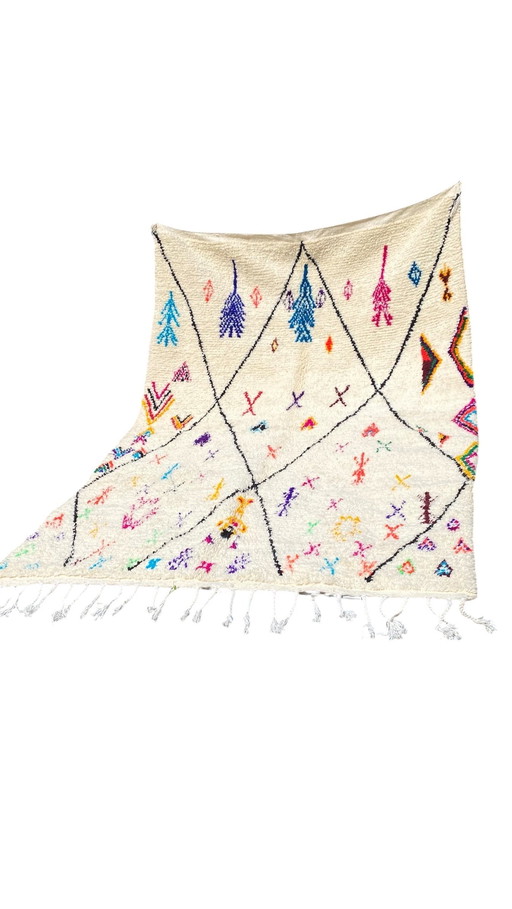 Tappeto berbero annodato a mano – 290 x 190 cm – Lana Atlas – Motivo colorato unico