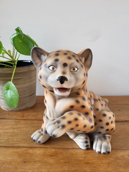 Figurine de tigre, vintage, en céramique et peinte à la main Figurine de tigre en céramique vintage, peinte à la main. bon état
