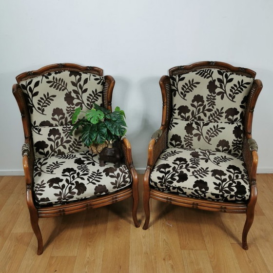 Image 1 of Fauteuils Giorgetti en simili bambou vintage, chaises de jardin, PRIX FIXE