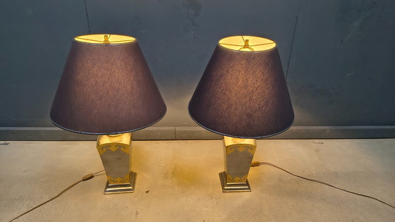 Image 1 of Lampade da tavolo vintage in peltro, anni '70 - set da 2