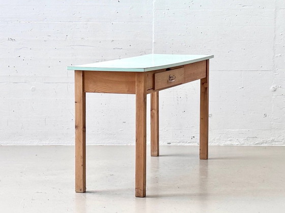 Scrivania Vintage con Piano in Resopal Verde Menta – Scrivanie, Wood (photo 12 of 16)