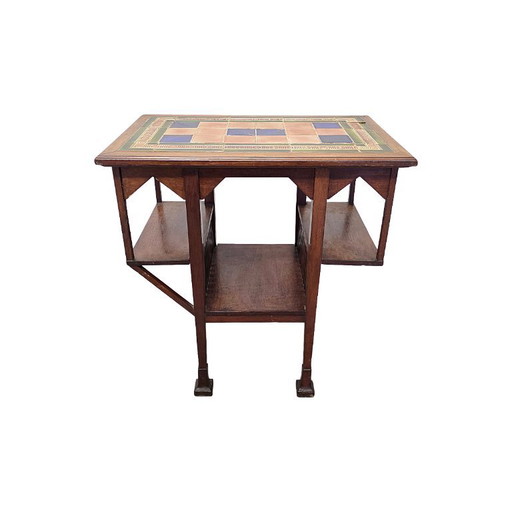Arts and Craft Beistelltisch mit Fliesen, um 1900