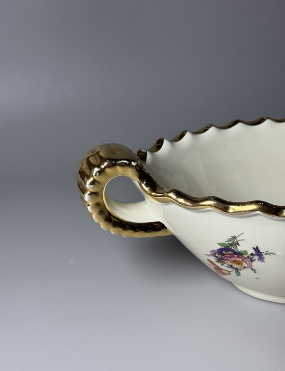 Image 1 of Boch Frères Keramis Art Deco Kom – Decor “Bouquet de Saxe”, België, jaren 30
