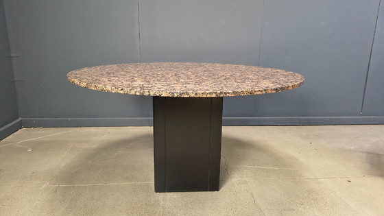 Image 1 of Vintage round granite center table, 1970s