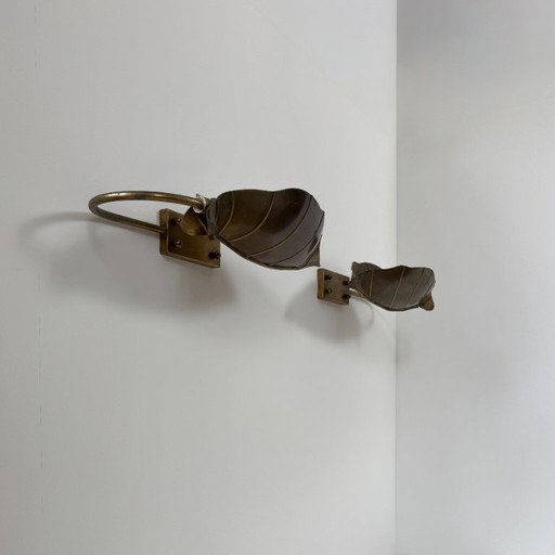 Coppia di applique vintage, ottone patinato, Francia, 1970