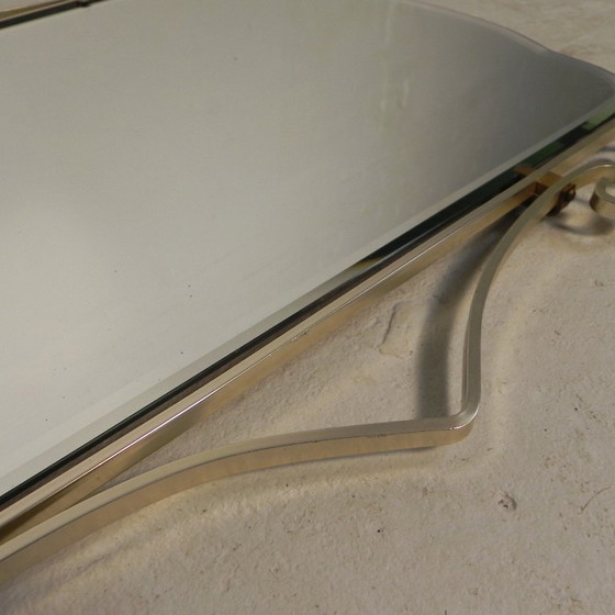 Image 1 of Vintage geslepen spiegel in aluminium frame, jaren 50