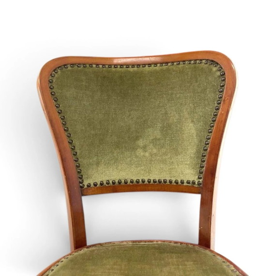 6 x Chaises de salle à manger Thonet classiques / revêtement velours / années 60 / (photo 10 of 12)