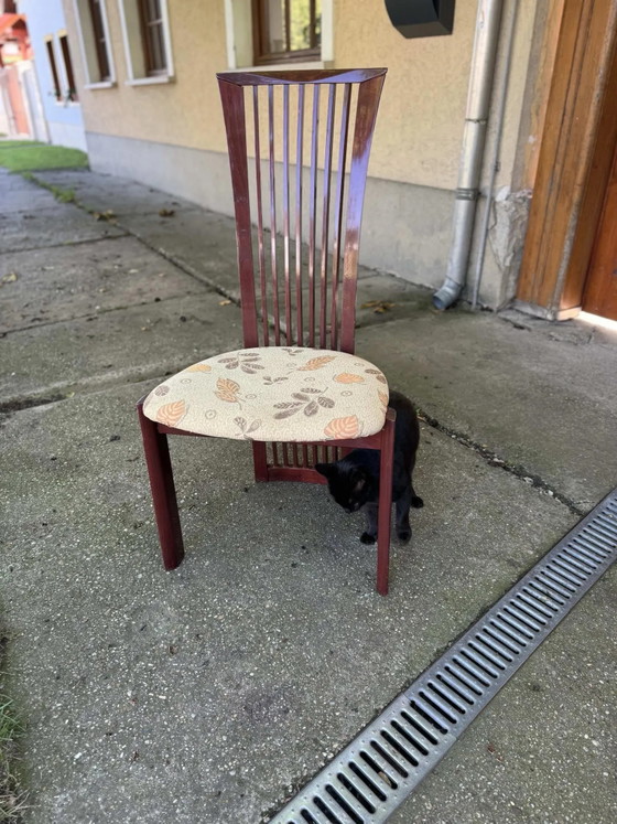 Lacquer and Fabric Dining Chairs by Pietro Costantini, 1980, Set of 6, Brown (photo 6 of 10)