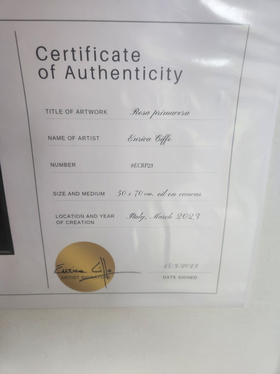 Image 1 of Dipinto ad olio originale "Rosa Primaverile" – Enrica Ciffo (2023) + Certificato