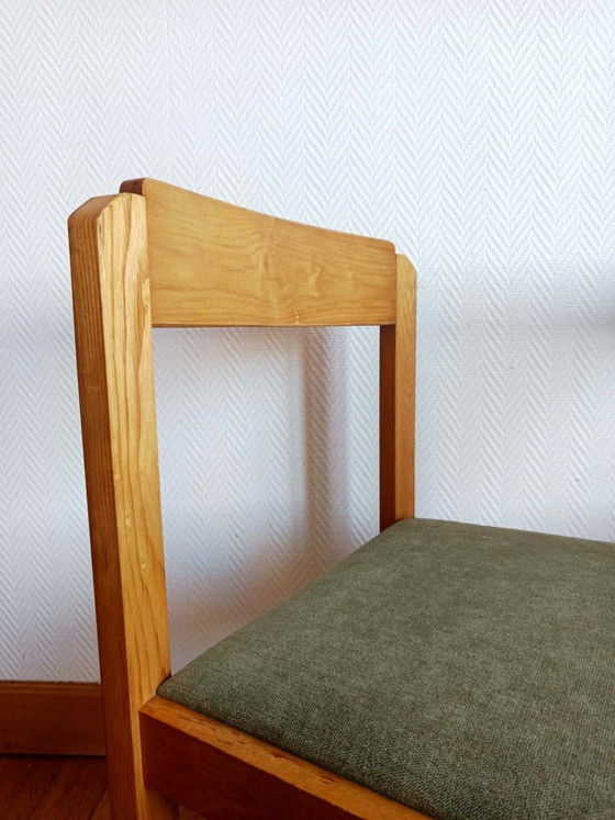 Image 1 of 6 stoelen in Scandinavische stijl, gemaakt van iepenhout en stof.