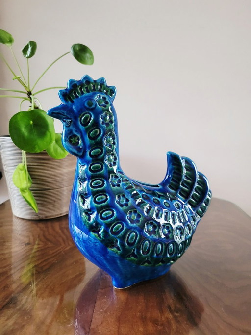Gallo Bitossi in Ceramica Smaltata, Decorazione Riminini, Aldo Londi, Anni '60 In Italia