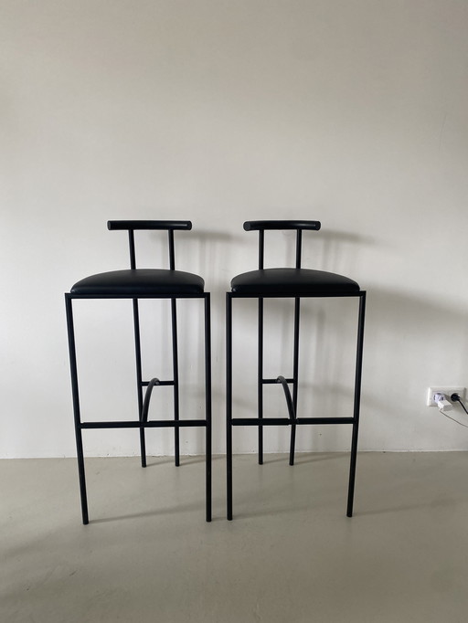 2X tabourets noirs Bieffeplast design vintage