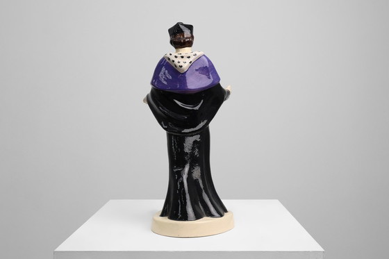 Image 1 of Signed “St. Yves” Earthenware Statue by Jos Kervella for Henriot Quimper, France, 1947
