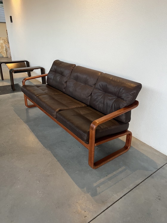 Holstebro Für HS Design, Dänemark 70er Jahre – HS Design Denmark, 3-5 Sitzer Sofas, Leather, Wood (photo 3 of 10)