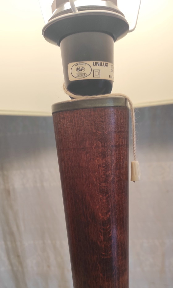 Image 1 of Lampe à poser par Unilux en bois et laiton - mid. XXeme