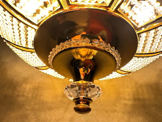 Vintage Palwa kristal plafondlamp – Plafondlampen, Messing (photo 12 of 18)