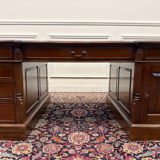 Scrivania da partner inglese classica molto grande – Scrivanie, Leather, Wood (photo 10 of 20)