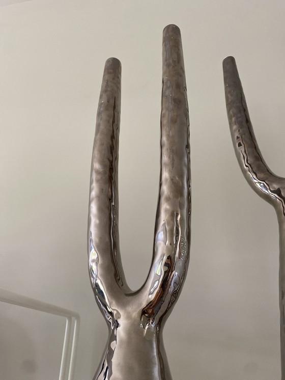 Image 1 of 2x Ceramica Gatti 1928 candelabros vazes